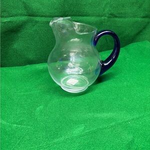 Crisa Clear Glass Pitcher with Blue Handle